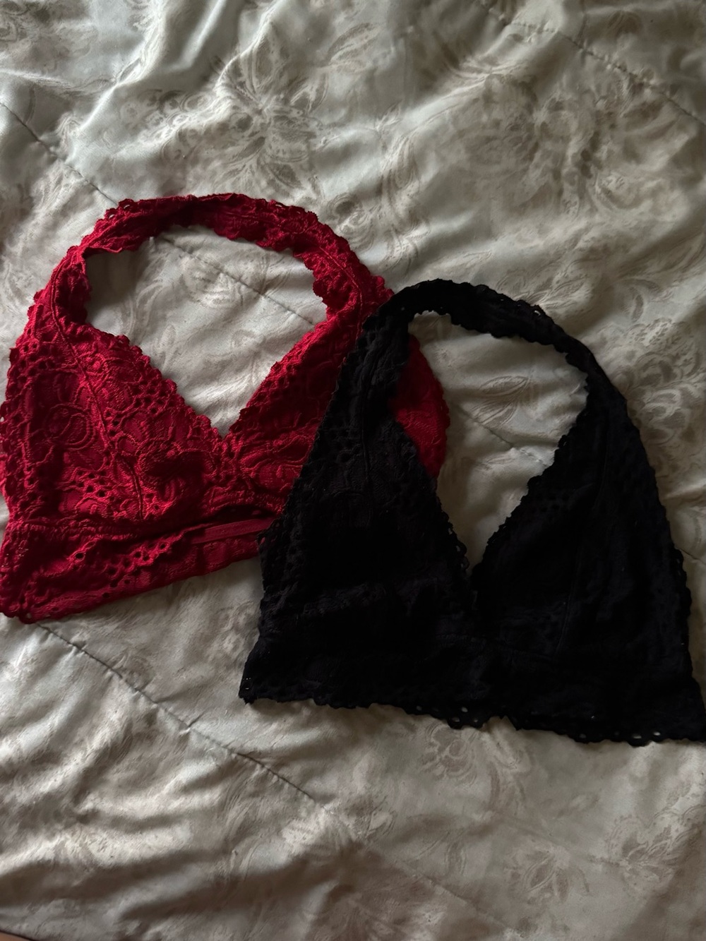 Aeropostale Lace Halter Bralettes in Red and Black